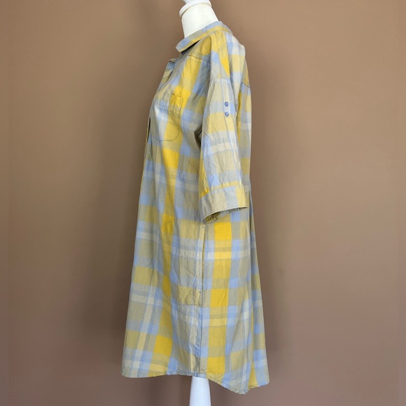 {Prana} Deryn Plaid Shirt Dress in Yellow & Blue Grey - Women's Small - Picture 12 of 14